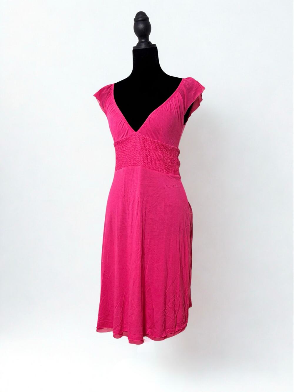 Miss Sixty Hot Pink V-Neck Mini Dress